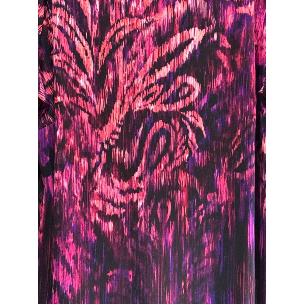 Bob Mackie Wearable Art Womens Long Sleeve Top 2X Multicolor Pink & Purple Tunic - Picture 2 of 6